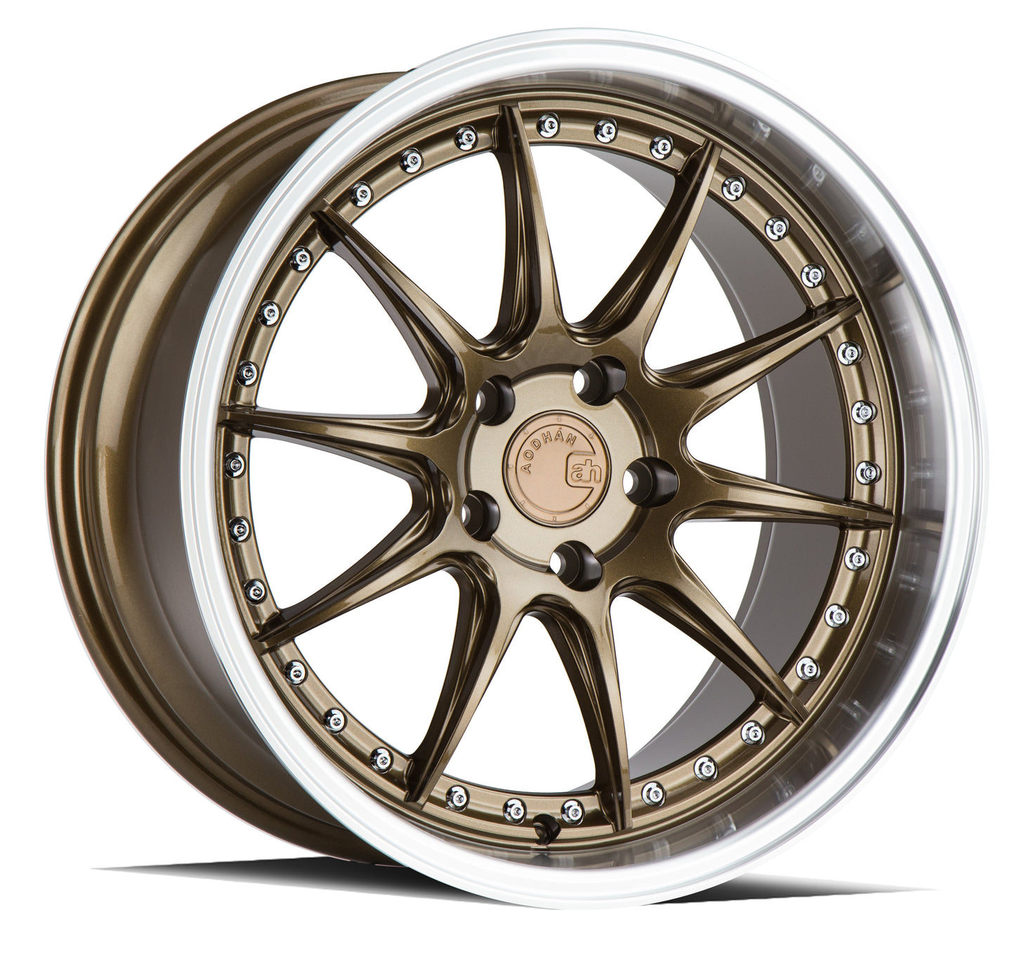 Aodhan DS07 Bronze w/Machined Lip - 18x8.5 +35 / 18x9.5 +35 5x100 (Staggered Set of 4)