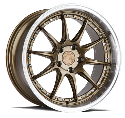 Aodhan DS07 Bronze w/Machined Lip - 18x8.5 +35 / 18x9.5 +35 5x100 (Staggered Set of 4)