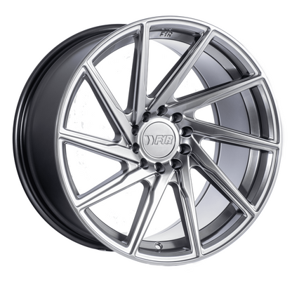 F1R F21 18x8.5 ET42 Hyper Black/Polish Lip v2 5x108/114.3 – ( Square Set of 4 )