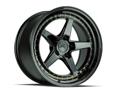 Aodhan DS05 Gloss Black W /Gold Rivets - 18x9.5 +35 5x100 (Square Set of 4)