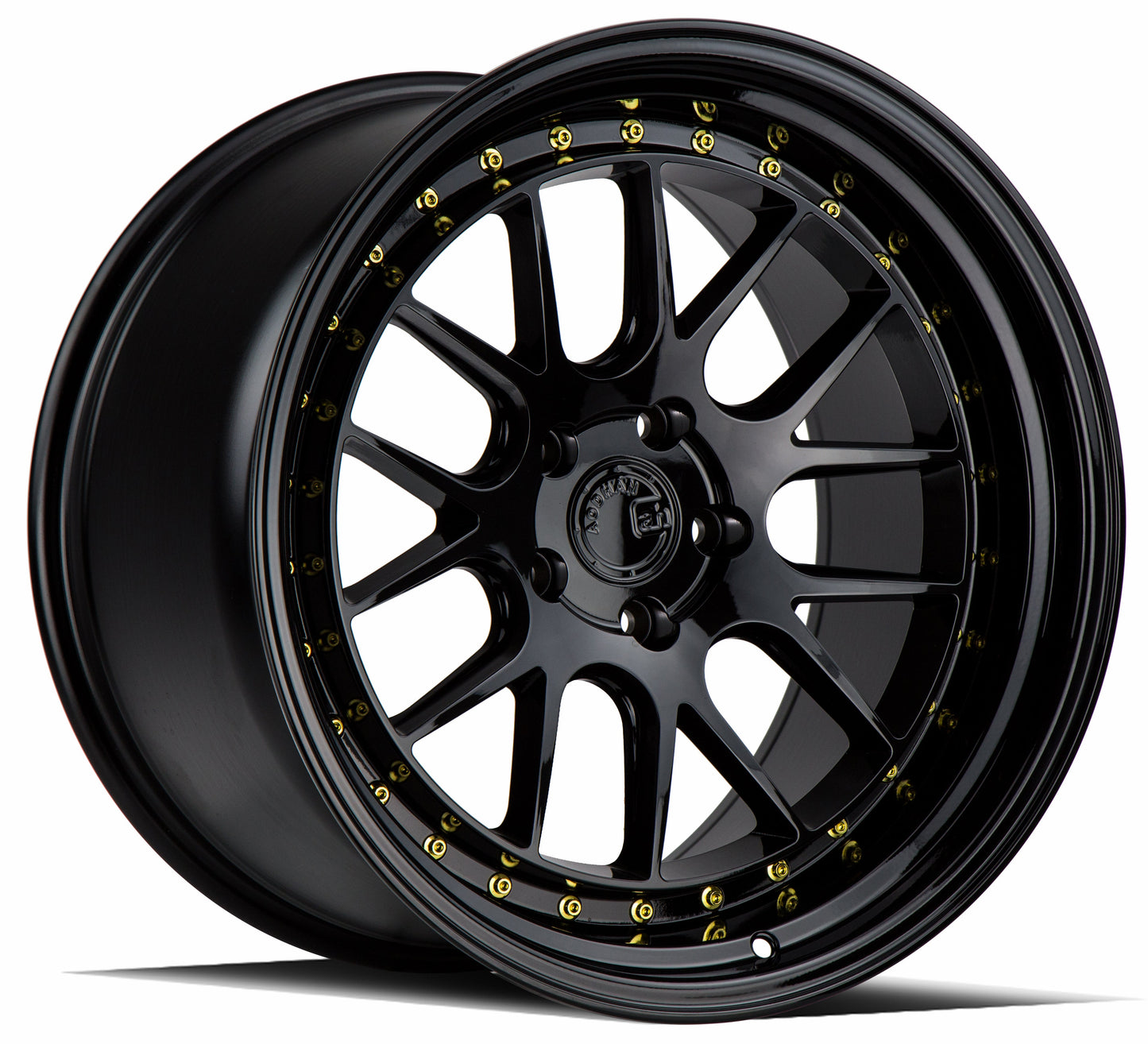 Aodhan DS06 Gloss Black W /Gold Rivets - 19x9.5 +22 5x114.3 (Square Set of 4)