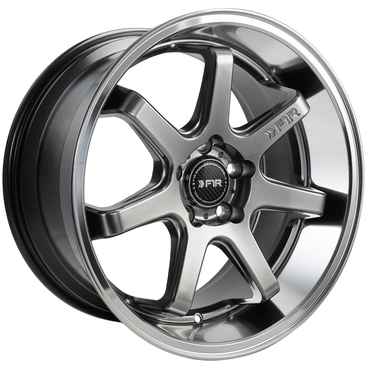 F1R FC7 18x9.5 ET38 Hyper Black/Polish Lip 5x114 – ( Square Set of 4 )