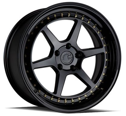 Aodhan DS09 Gloss Black W /Gold Rivets - 18x8.5 +35 5x100 (Square Set of 4)