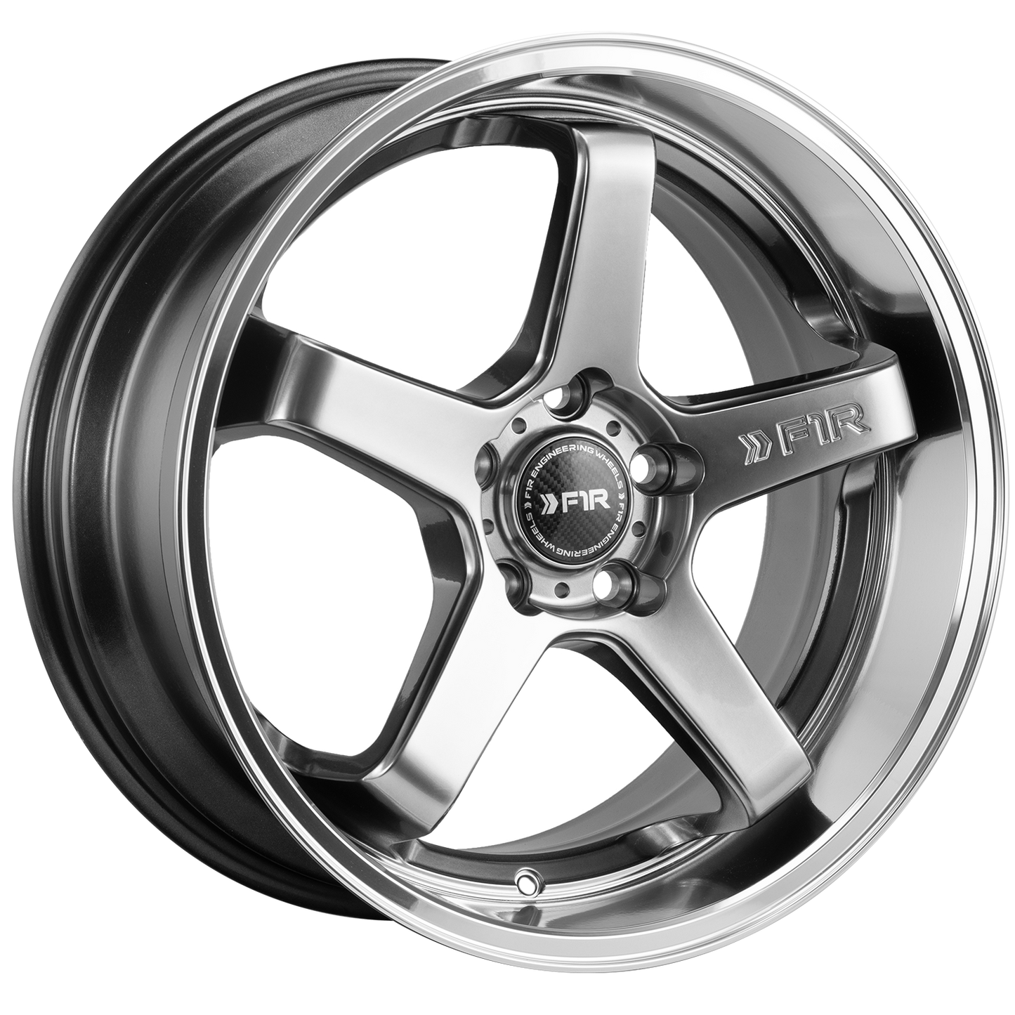 F1R FC5 18x9.5 ET38 Hyper Black/Polish Lip 5x114 – ( Square Set of 4 )