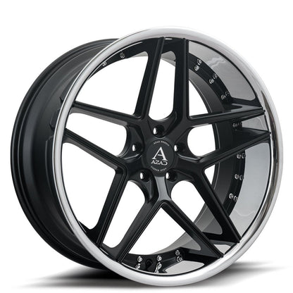 20" Azad AZ1029 Gloss Black w/ Chrome Lip 5x120 ( Staggered Setup ) ( Set of 4 )