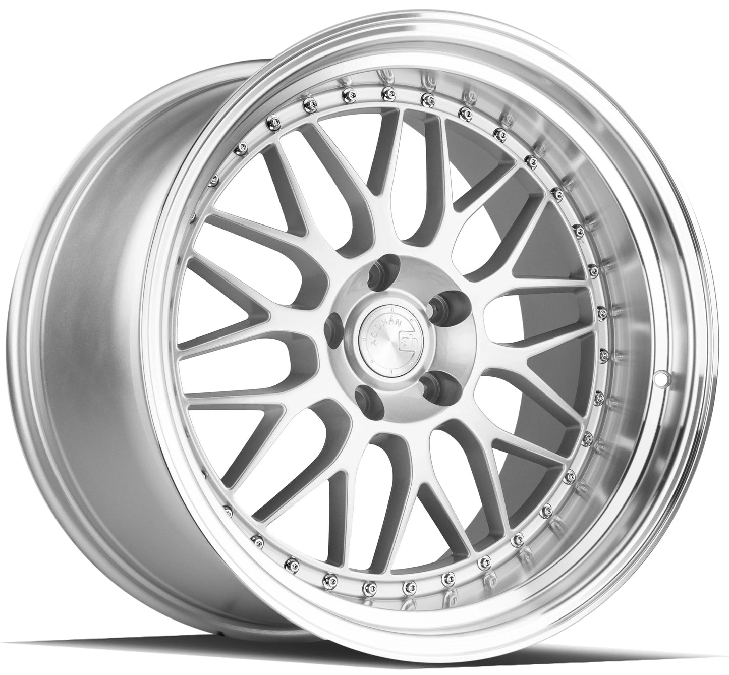 18" Aodhan AH02 Silver w/ Machined Lip 5x114.3 ( Staggered Setup ) ( Set of 4 )