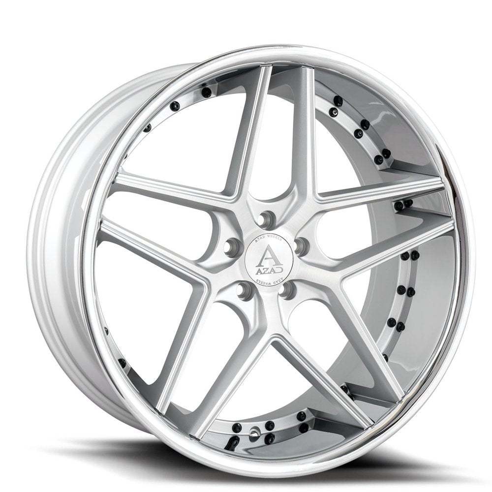 22" Azad AZ1029 Silver Brushed w/ Chrome Lip 5x115 ( Square Setup ) ( Set of 4 )