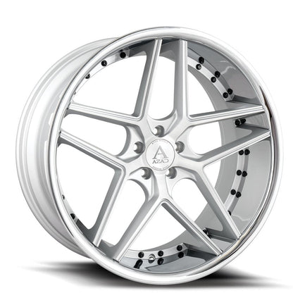 22" Azad AZ1029 Silver Brushed w/ Chrome Lip 5x115 ( Square Setup ) ( Set of 4 )