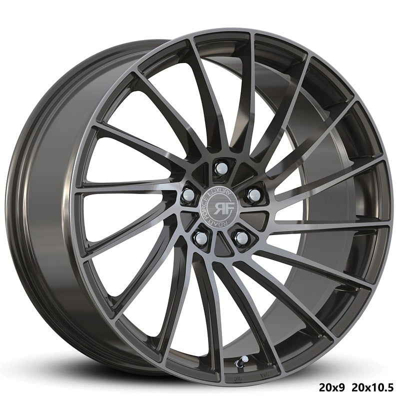 20" Road Force RFF3 Gunmetal Machine Face Tinted Clear 5x112 (Set of 4)