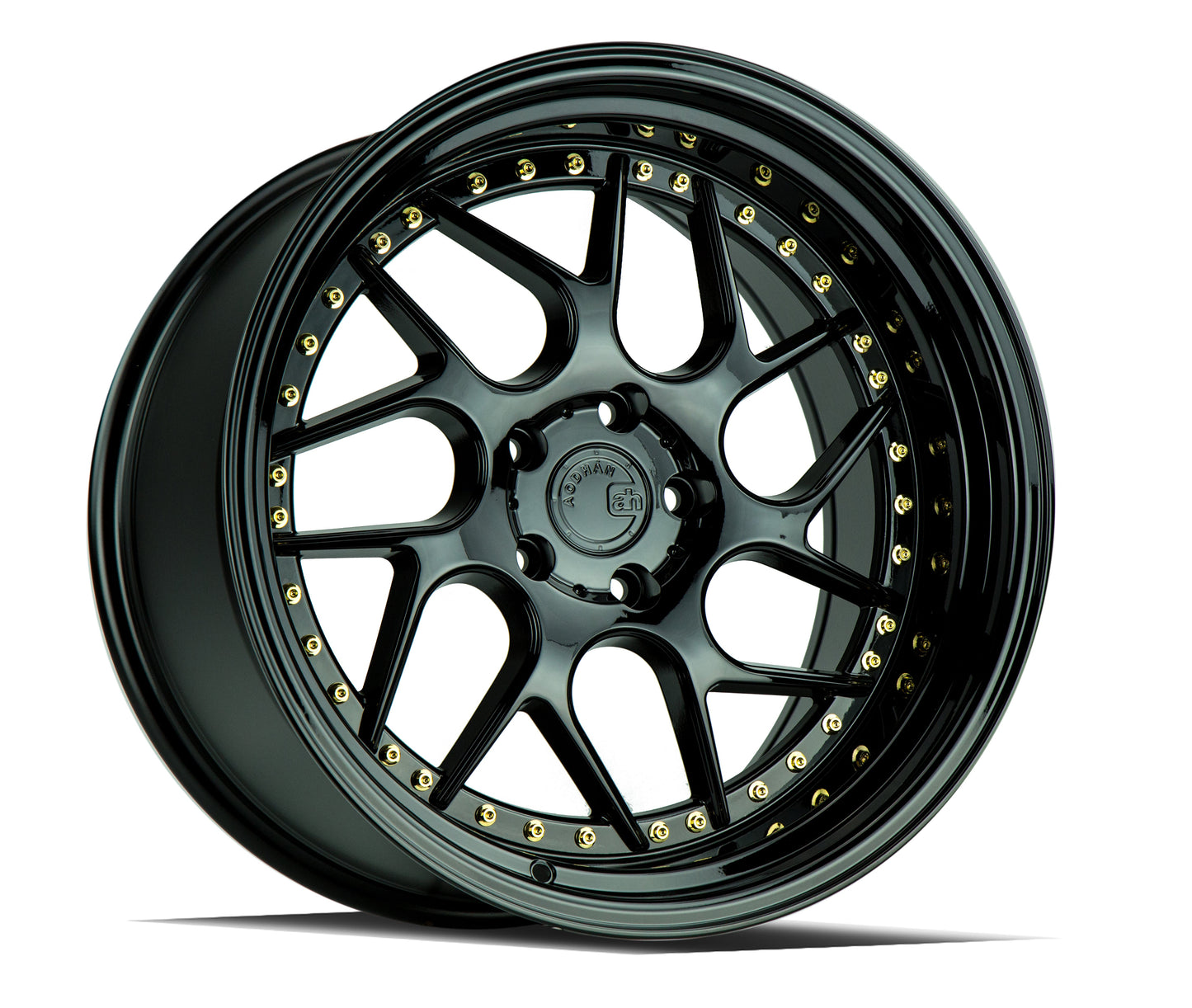 Aodhan DS01 Gloss Black W /Gold Rivets - 18x8.5 +35 5x114.3 (Square Set of 4)