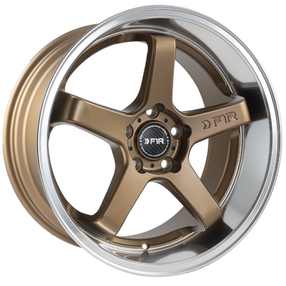 F1R FC5 18x8.5 ET35 Satin Bronze/Polish Lip 5x112 – ( Square Set of 4 )