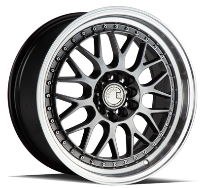 Aodhan AH02 Hyper Black w/ Machined Lip - 19x9.5 +22 5x114.3 (Square Set of 4)