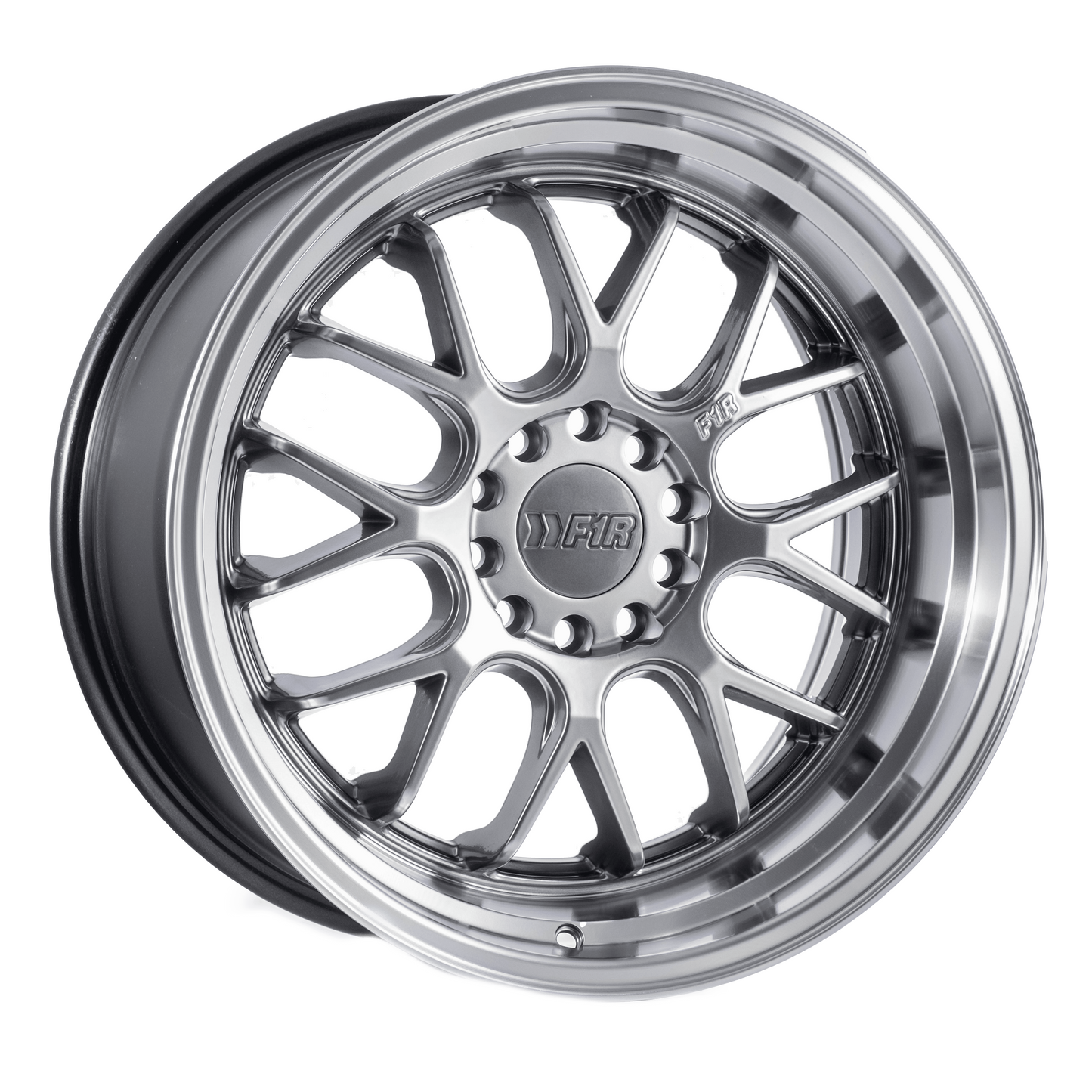 18" F1R F21 Hyper Black 5x112 / 5x114.3 Dual Pattern ( Square Setup ) ( Set of 4 )