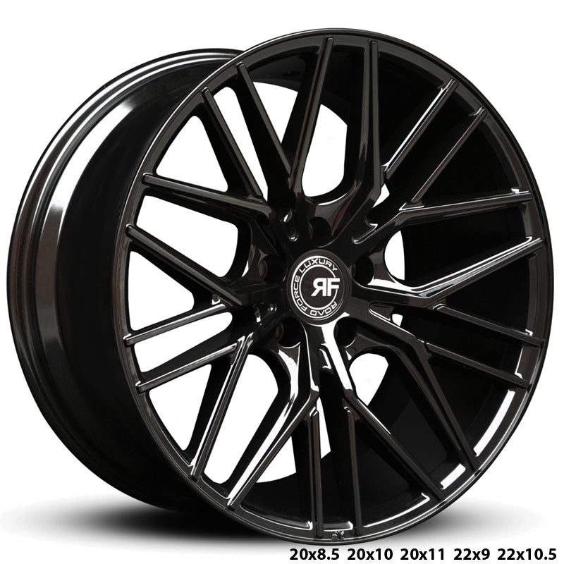 22" Road Force RF13 Gloss Black 5x112 ( Staggered Setup ) ( Set of 4 )