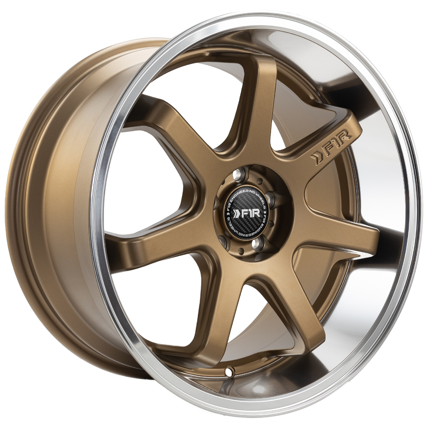 F1R FC7 18x9.5 ET38 Satin Bronze/Polish Lip 5x114 – ( Square Set of 4 )