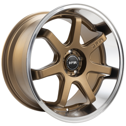 F1R FC7 18x9.5 ET35 Satin Bronze/Polish Lip 5x100 – ( Square Set of 4 )
