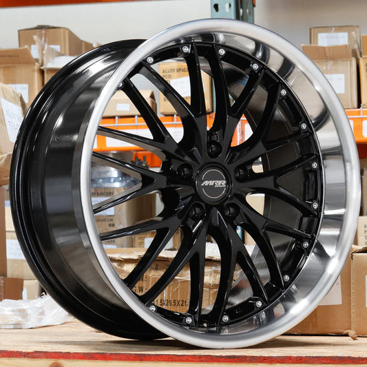 19" MRR GT1  Gloss Black w/ Polish Lip 5x112