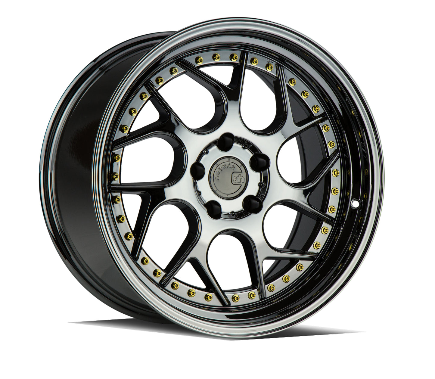 Aodhan DS01 Black Vacuum w/ Gold Rivets - 18x9.5 +30 5x114.3 (Square Set of 4)