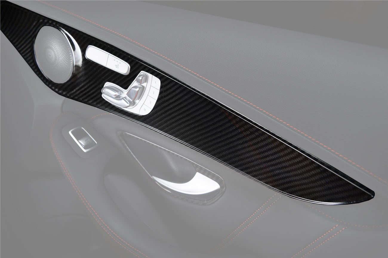 2015-2021 Mercedes Benz W205 C63 S AMG Sedan Dry Carbon Fiber Interior Door Panel Trim Cover Strip - Carbonado