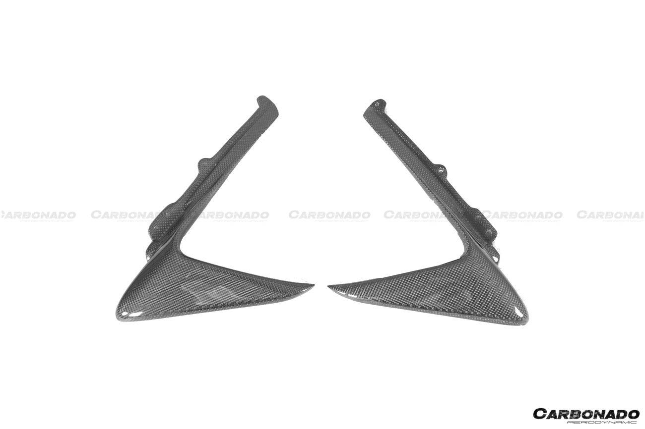 2018-2022 Ferrari 488 Pista OEM Style Carbon Fiber Front Bumper Vent Canards - Carbonado