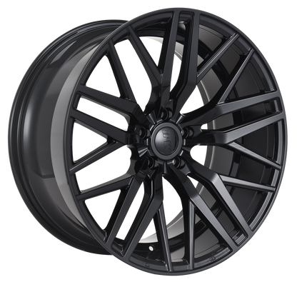E1508 Gloss Black 20x8.5 ET35 / 20x10 ET35 5x114.3 — Staggered Set of 4