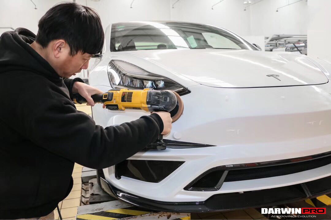 2017-2023 Tesla Model 3 IMP Performance Partial Carbon Fiber Front Bumper - DarwinPRO Aerodynamics