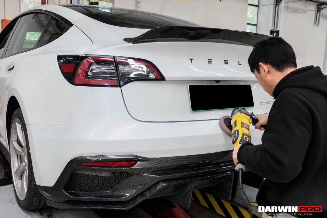 2017-2020 Tesla Model 3 IMP Performance Partial Carbon Fiber Rear Bumper - DarwinPRO Aerodynamics