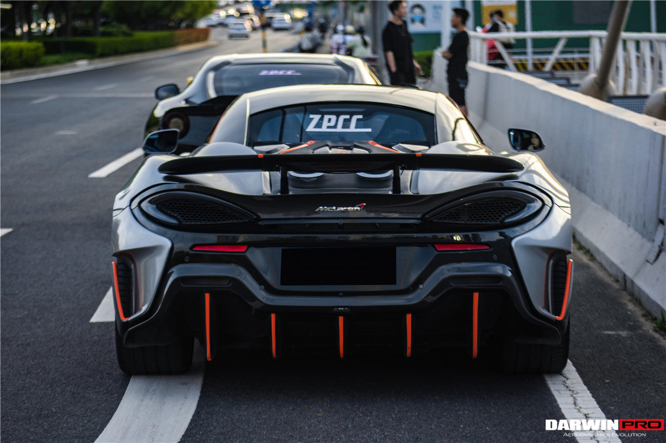 2015-2020 McLaren 540C/570S/570GT 600LT-Style Partial Carbon Fiber Rear Bumper with Diffuser  and Trunk Spoiler and Engine Trunk and Exhaust - DarwinPRO Aerodynamics