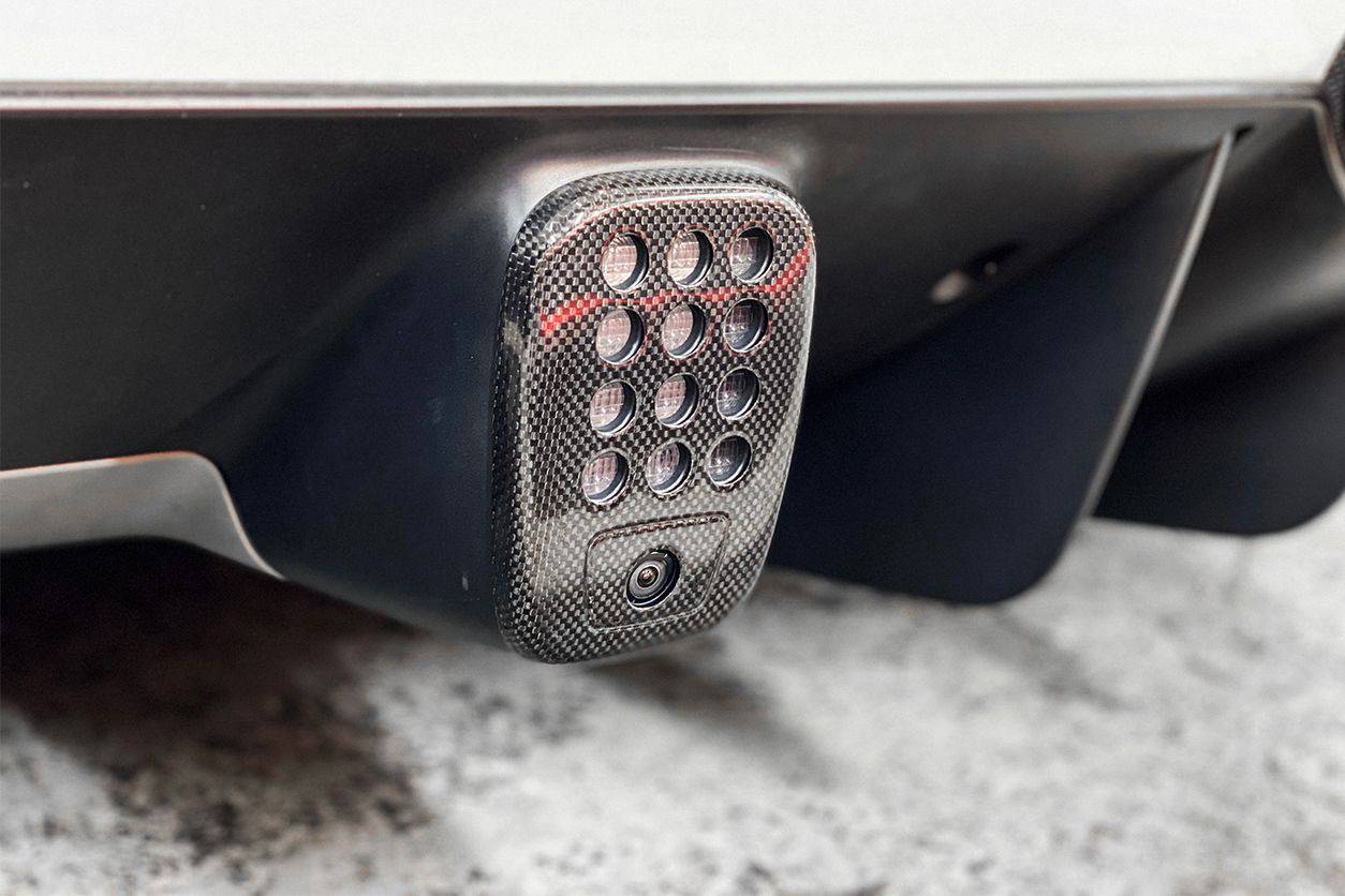 2015-2020 Ferrari 488 GTB Spider Dry Carbon Fiber Rear Black Light Cover With Camera Hole - Carbonado