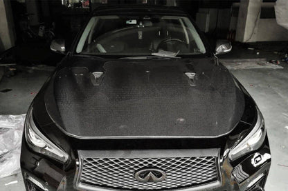 2014-2017 Infiniti Q50 Sedan EAU ROUGE Style Hood - Carbonado