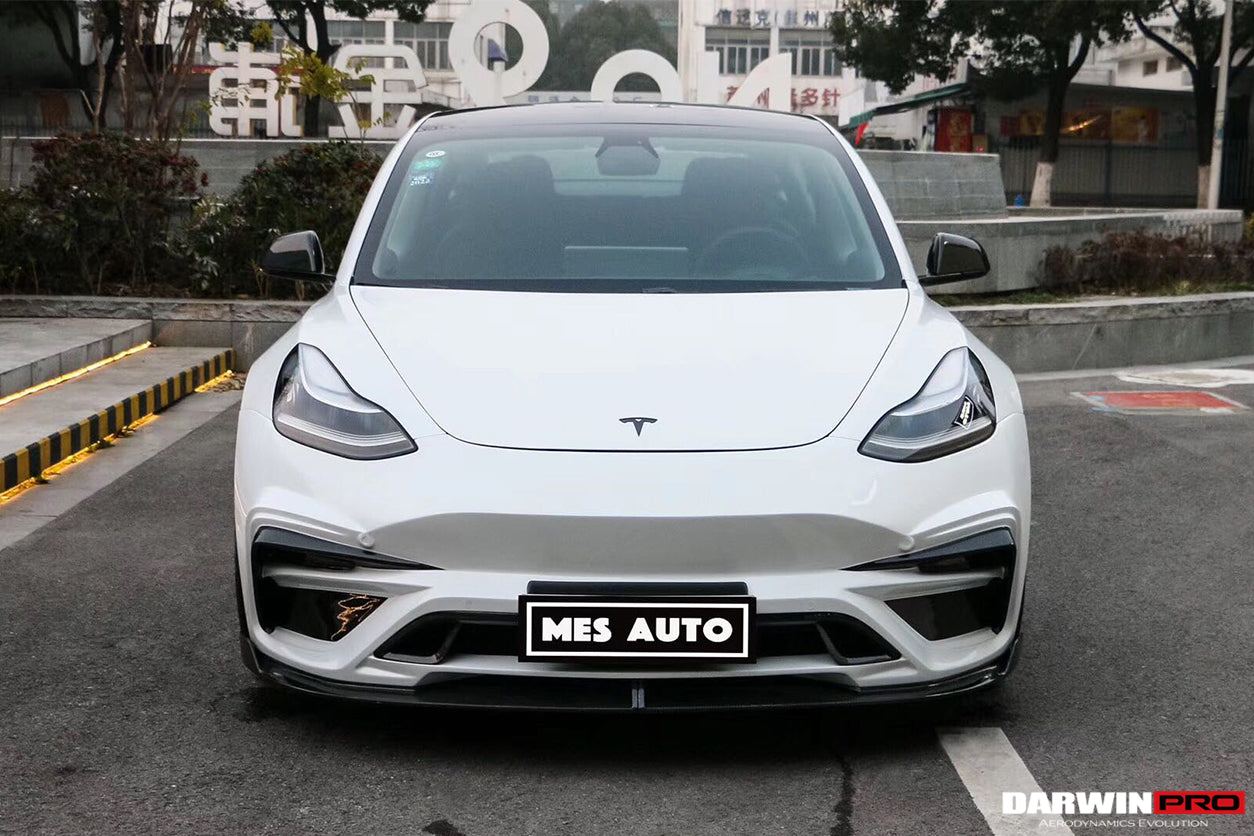 2017-2023 Tesla Model 3 IMP Performance Partial Carbon Fiber Front Bumper - DarwinPRO Aerodynamics