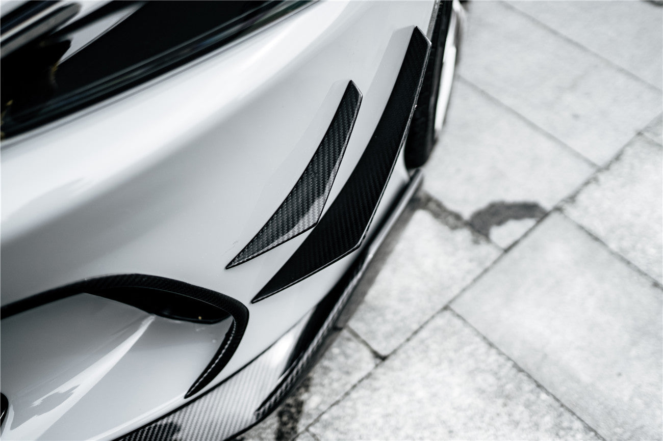 2020-2023 McLaren GT WP Style Dry Carbon Fiber Front Bumper Canards - Carbonado