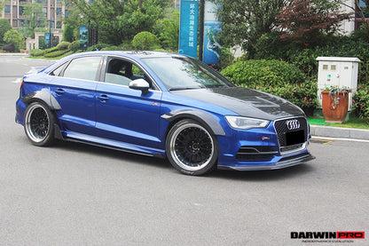 2013-2016 Audi S3/ A3 Sline Sedan BKSS Style Side Skirts w/ Caps - DarwinPRO Aerodynamics