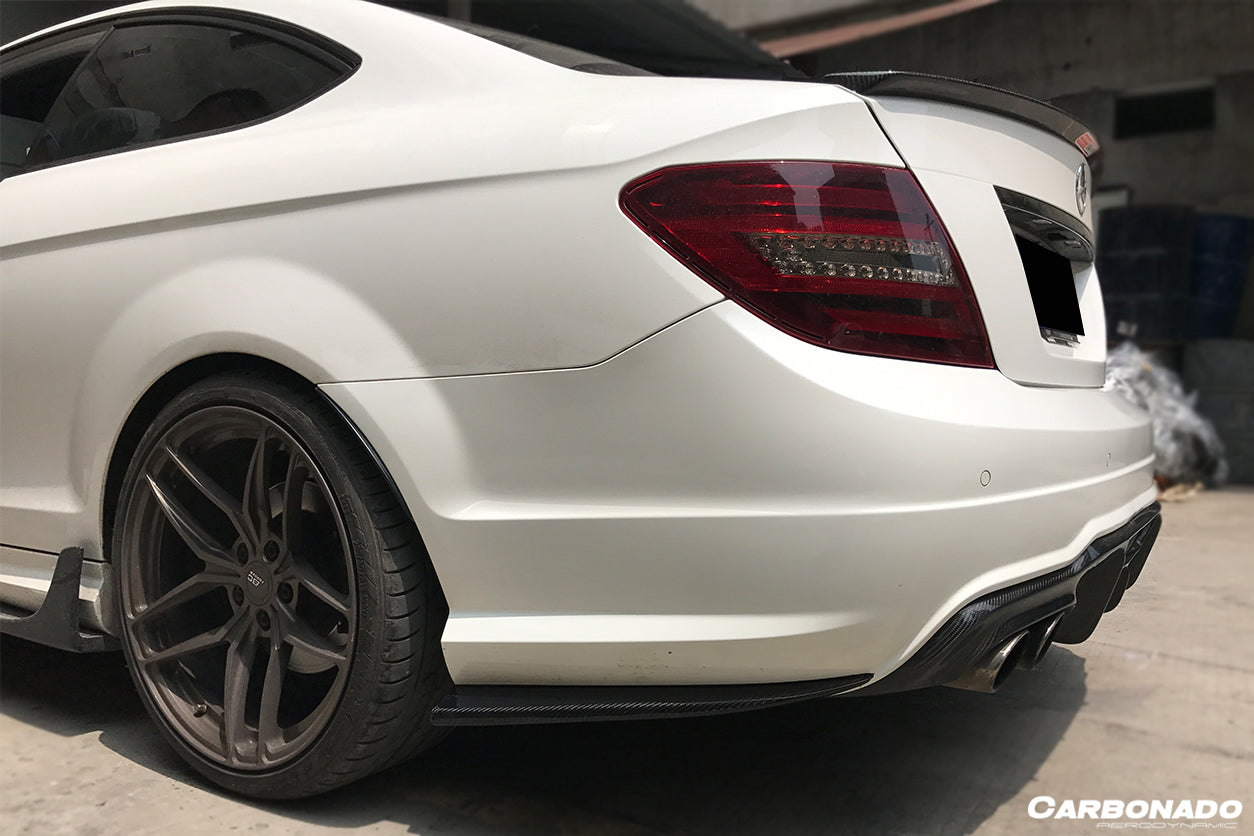 2012-2014 Mercedes Benz W204 C63 AMG RZS Style Carbon Fiber Rear Bumper Caps - Carbonado