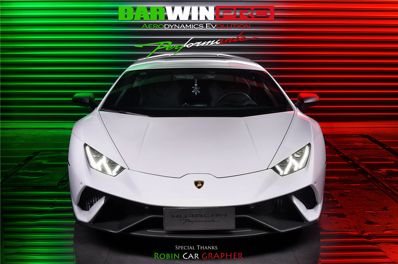 2015-2020 Lamborghini Huracan LP610/LP580/EVO Performante Style Partial Carbon Front Bumper - DarwinPRO Aerodynamics