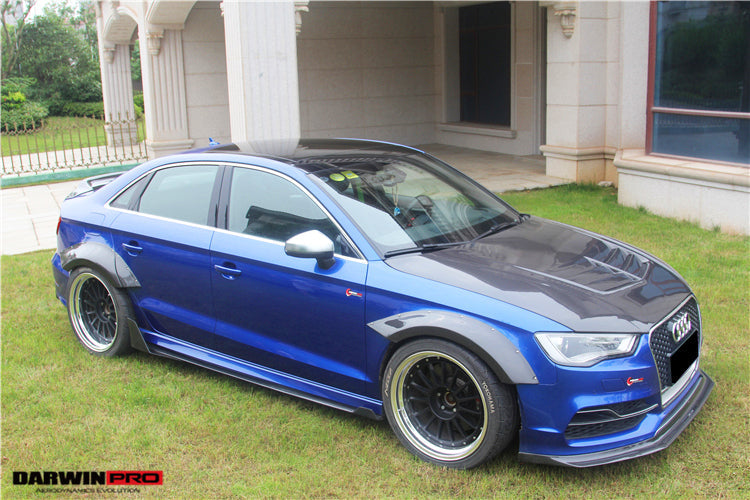 2013-2016 Audi S3/ A3 Sline Sedan BKSS Style Side Skirts w/ Caps - DarwinPRO Aerodynamics