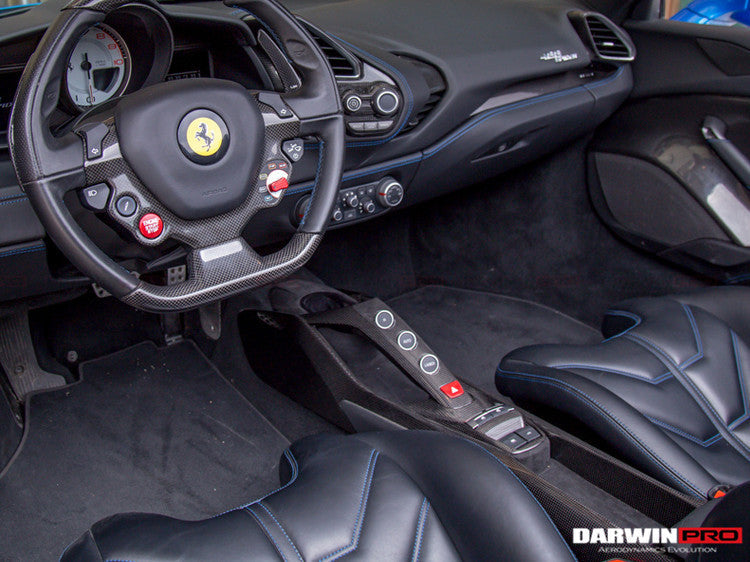 2015-2020 Ferrari 488 GTB/Spyder Dry Carbon Fiber Bridge Support & Windows Switches Panel - DarwinPRO Aerodynamics
