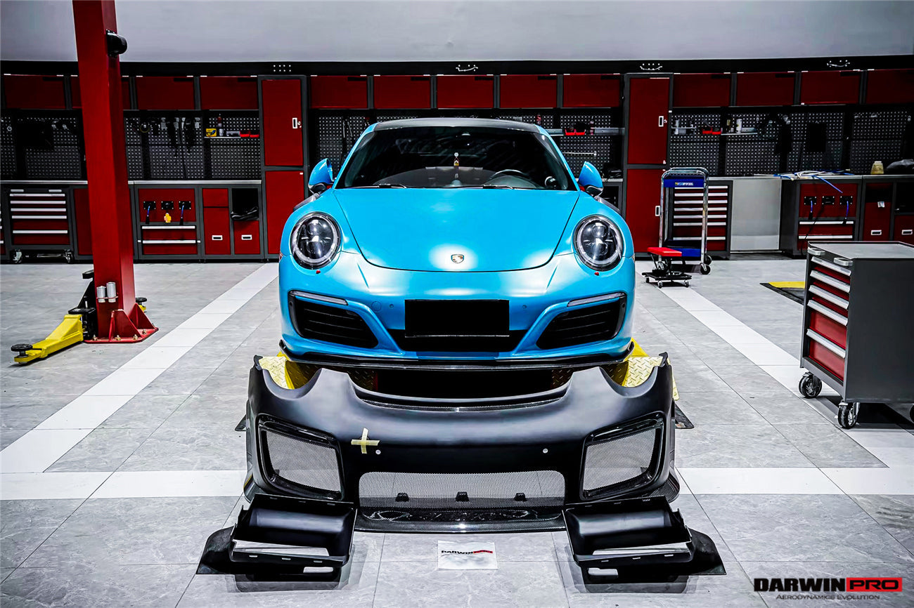 2016-2019 Porsche 911 991.2 Carrera /Targa 4/4S GT2RS Style Partial Carbon Fiber Front Bumper - DarwinPRO Aerodynamics