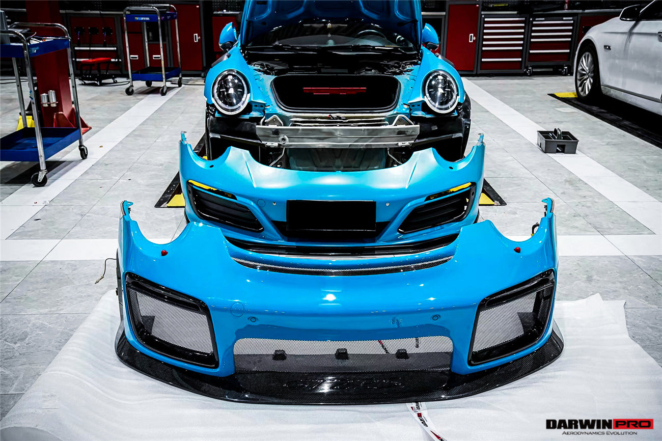 2016-2019 Porsche 911 991.2 Carrera /Targa 4/4S GT2RS Style Partial Carbon Fiber Front Bumper - DarwinPRO Aerodynamics
