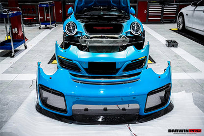 2016-2019 Porsche 911 991.2 Carrera /Targa 4/4S GT2RS Style Partial Carbon Fiber Front Bumper - DarwinPRO Aerodynamics