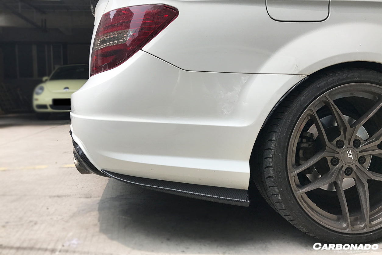 2012-2014 Mercedes Benz W204 C63 AMG RZS Style Carbon Fiber Rear Bumper Caps - Carbonado