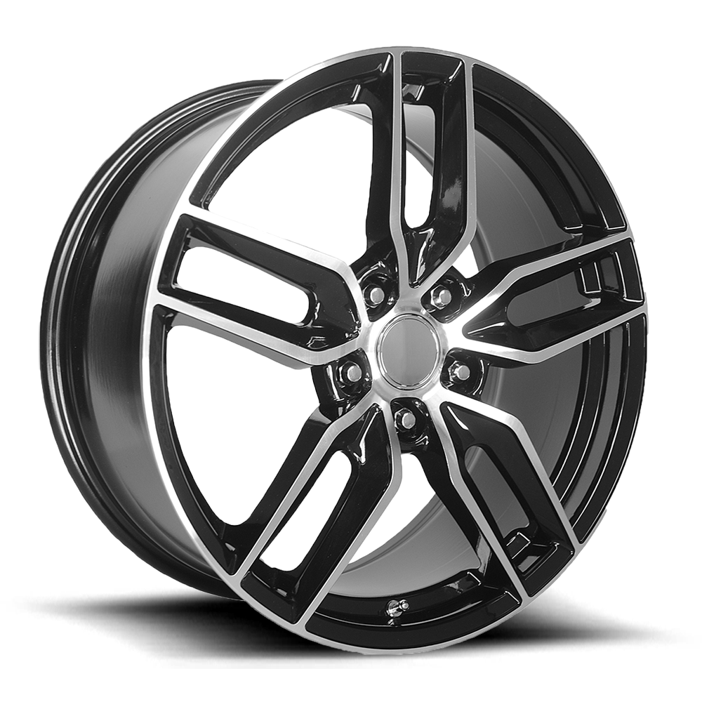 Performance Replica Wheels PR160 GBM 20x10 +79 5x120.65mm 70.3mm Gloss Black Machined Spokes