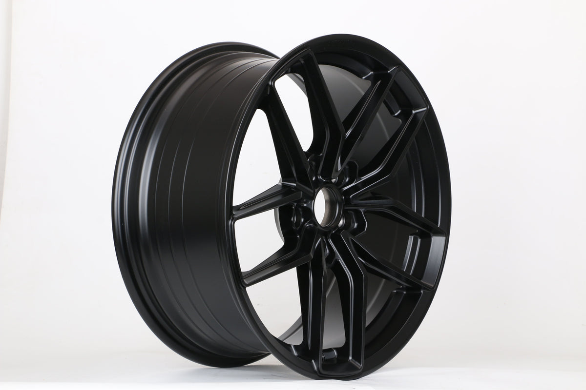 E167 Satin Black 19x8.5 ET35 / 19x9.5 ET41 5x112 — Staggered Set of 4