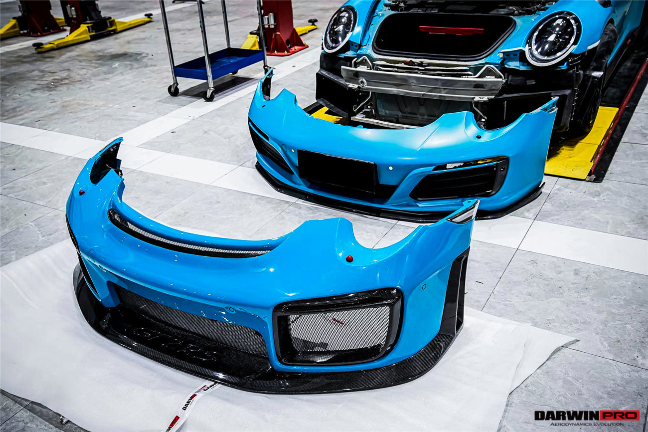 2016-2019 Porsche 911 991.2 Carrera /Targa 4/4S GT2RS Style Partial Carbon Fiber Front Bumper - DarwinPRO Aerodynamics