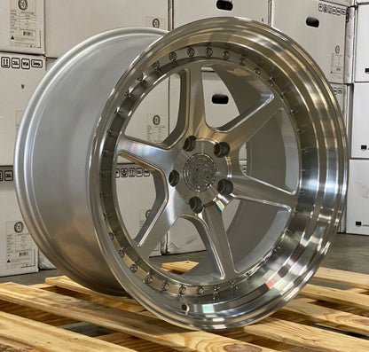 Aodhan DS09 Silver w/Machined Face - 19x9.5 +22 / 19x11 +15 5x114.3 (Staggered Set of 4)