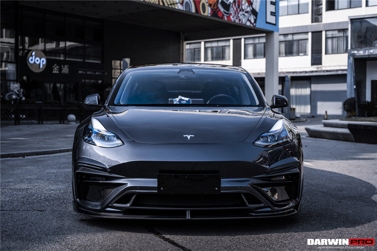 2017-2023 Tesla Model 3 IMP Performance Partial Carbon Fiber Front Bumper - DarwinPRO Aerodynamics