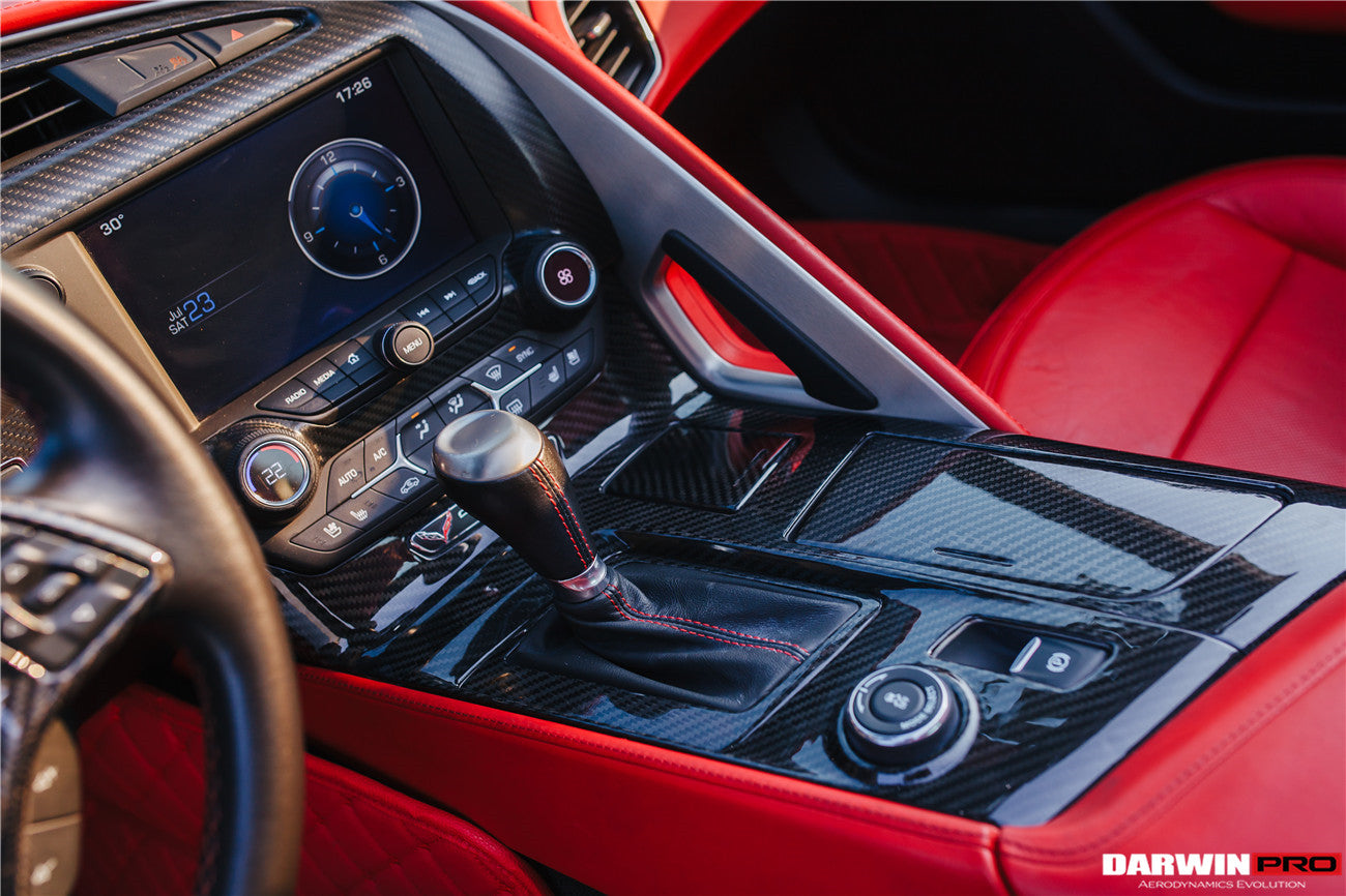2013-2019 Corvette C7 Z06 Grandsport Dry Carbon Fiber Interior Outside Gears Panel Protective Cover Trim - DarwinPRO Aerodynamics
