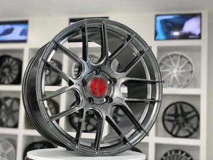 Aodhan AH-X Hyper Black - 18x8.5 +35 5x112 (Square Set of 4)