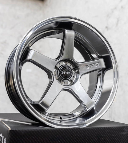 F1R FC5 18x9.5 ET38 Hyper Black/Polish Lip 5x114 – ( Square Set of 4 )