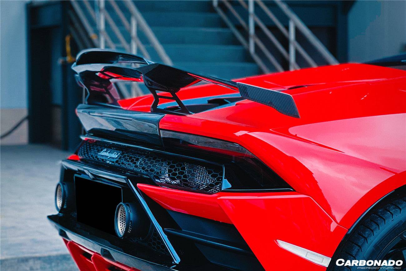 2015-2020 Lamborghini Huracan LP610/LP580 MD Style Carbon Fiber Trunk Spoiler w/ Base - Carbonado Aero